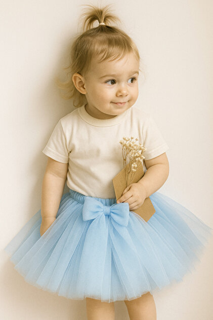 Baby Girl Lined Tutu Skirt with Buckle on the Front and Elastic Waist