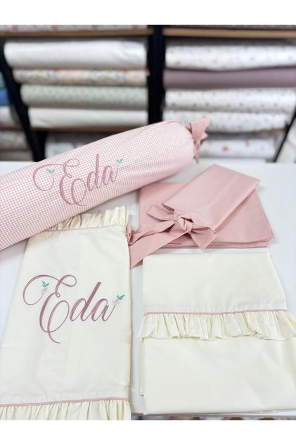 Embroidered Baby Bedding Set and (for Crib) Candy Pillow
