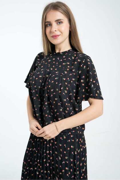 Flared Sleeve Embroidered Top