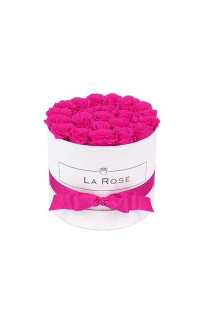 Aranjament floral Trandafiri parfumati, din spuma de sapun, roz, in cutie alba Luxury L,