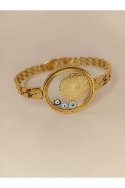 Stainless Steel Quarter Bracelet, Gold Plated Bangle Bracelet, Quarter Bracelet, Quarter