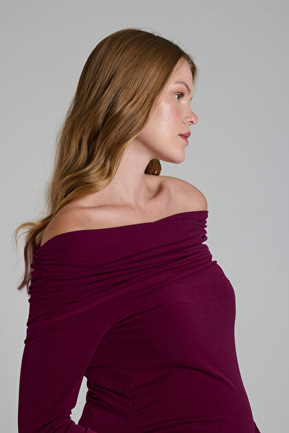 Lynmama Mes760 Burgundy Maternity Dress
