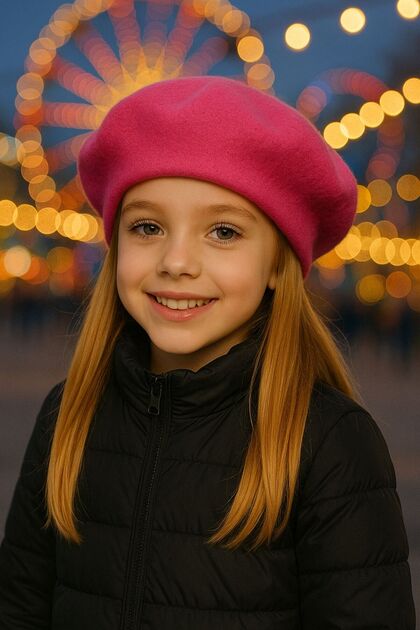 Beretă din pâslă pentru pictor francez pentru copii, fucsia