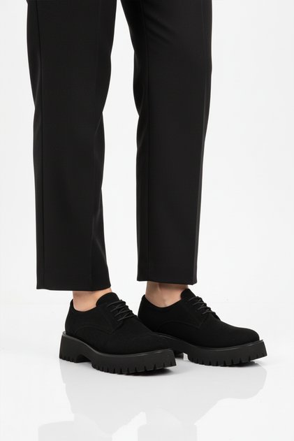 Black Suede Thick Sole Women's Casual Shoes 572451 Z