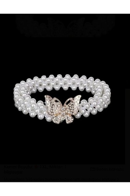 Butterfly Pearl and Crystal Stone, Elastic Belt
