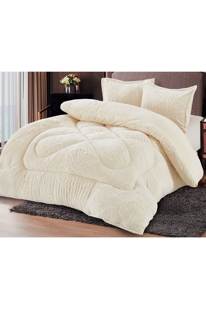 PILOTĂ Cocolino CHIRASO, Model Gofrat Fluturi, 3,5 kg, Pat Dublu 200x230cm și 2 Fețe Pernă 50x70
