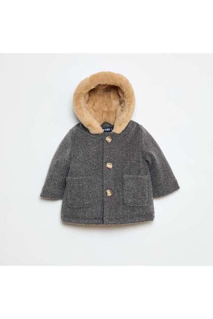 Coat with soft hood GREY