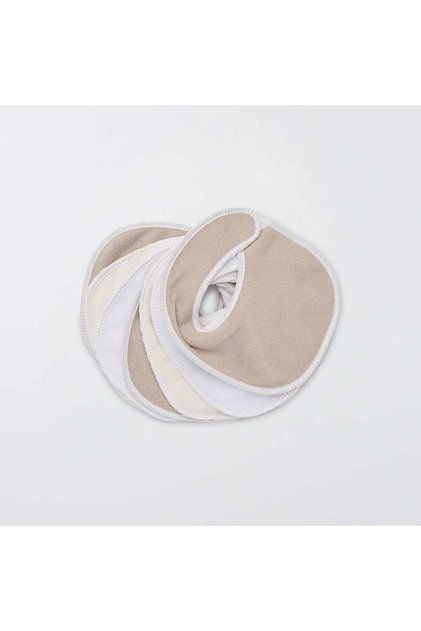 Pack of 7 towelling bibs with hook and loop fastening BROWN