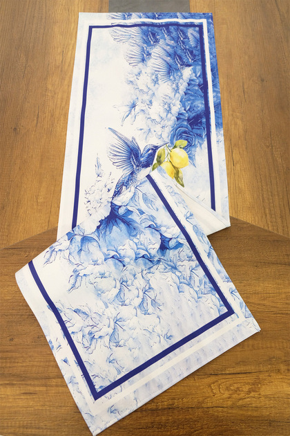 40X140Cm Woven Stain Resistant Printed Thai Feather Fabric Table Cloth Decorative Runner Washable