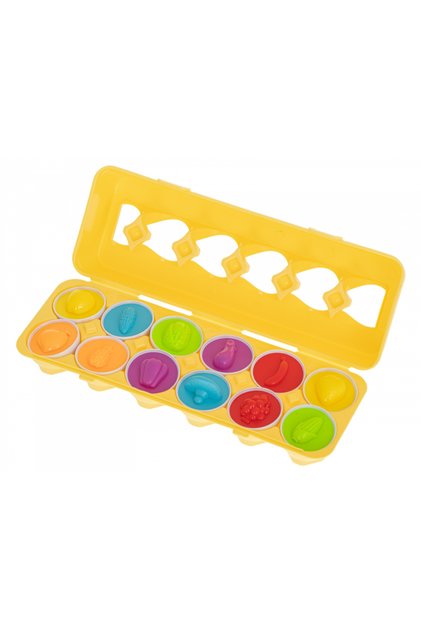 Joc de asociere si sortare pentru copii, Ikonka, cu 12 Oua colorate in cofrag, Matching Vegetables