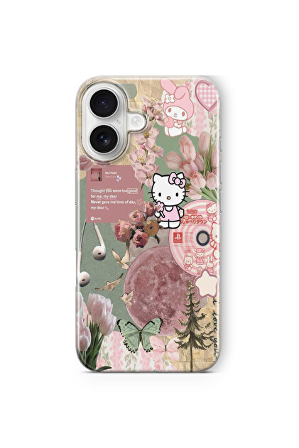 Space Star iPhone 17 Uyumlu Hello Kitty Tasarım Baskılı Şeffaf