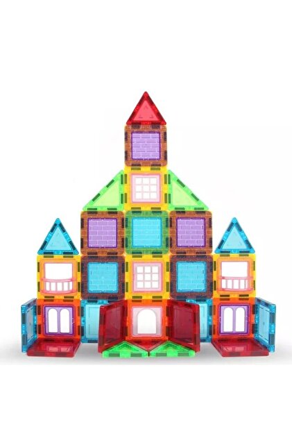 Set de construcție magnetic cu 45 de piese, multicolor, plăci magnetice, castel 3D