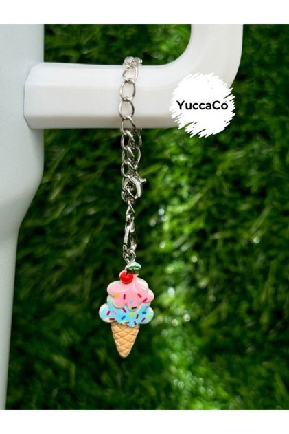 Ice Cream Cone Thermos Ornament/Ice Cream Thermos Charm in a Cone/Cone Bag Charm
