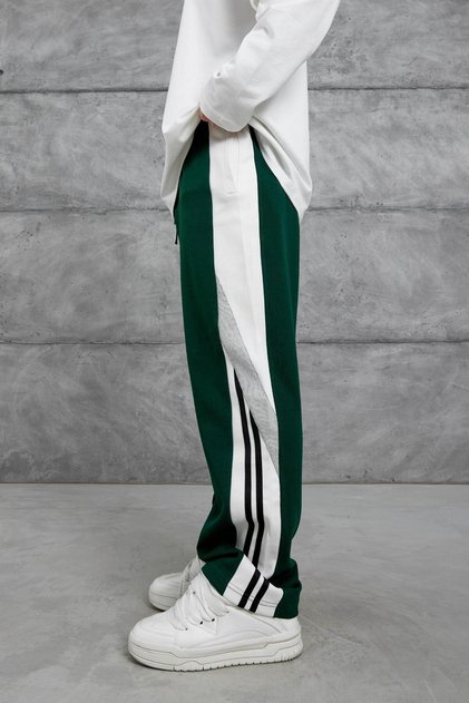 Men's Sweatpants Nmrc Cross Shaped Six Green Oversize Baggy Loose Fit 3 Thread Without Threaded Lines
