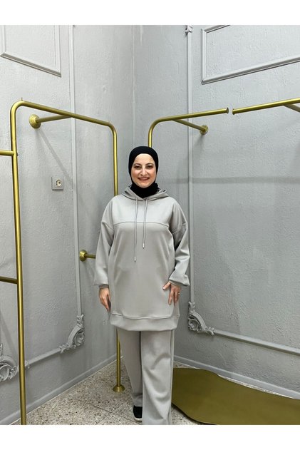 Hooded Hijab Scuba Double Set