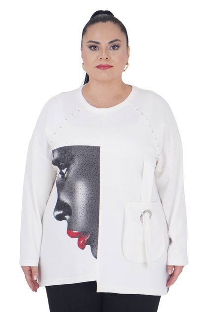 Women's Plus Size Girl Figure Long Sleeve Asymmetrical Blouse