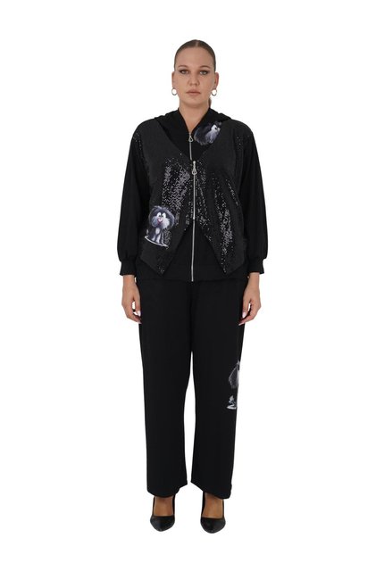 Women's Plus Size Black Sequined Two-Piece Suit