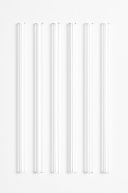 6-Piece Clear Glass Straw Set – Eco-Friendly, Washable, and Durable Straws