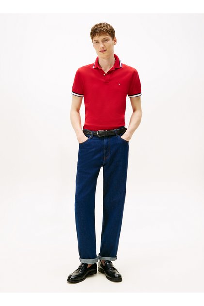 Kırmızı Erkek Polo T-Shirt MW0MW40308XLD_CUFF INTEREST SLIM FI
