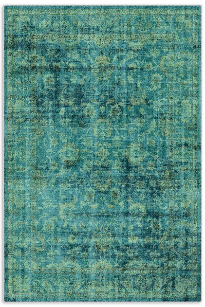Su Yeşili Eskitme Şönil Halı Kilim Yolluk Kaymaz Yıkanabilir Saçaklı Oturma Odası Mutfak Koridor