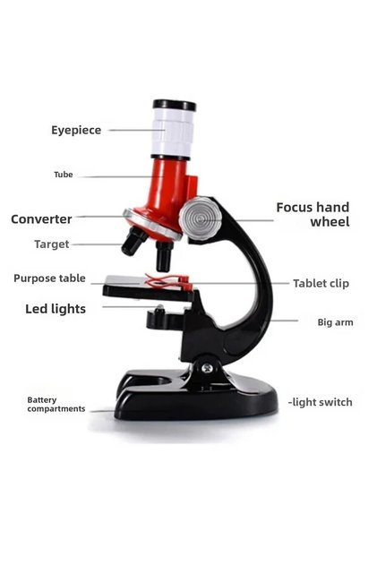 High Quality Educational Microscope Kit for Kids 100X 400X 1200X with Zoom Led Light
