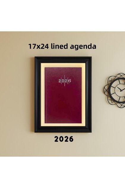 2026 أجاندا 17X24 مخطط أحمر داكن