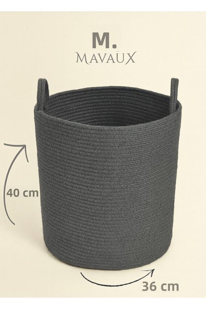 Handcrafted Textured Large Basket – 40 X 36 cm Decorative Home Organization, Toy and Laundry Organizer