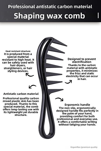 Wide Range Antistatic Carbon Styling Wax Comb