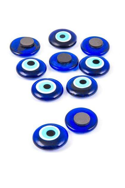 Küçük Boy Cam Nazar Boncuğu Magnet Metal Dolap Süsü
