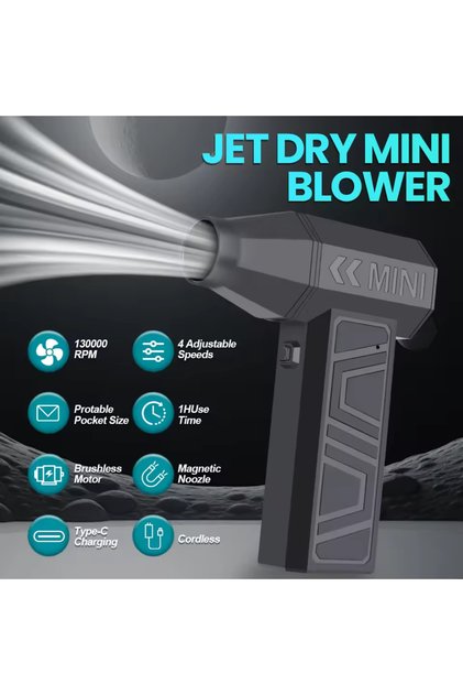 black Turbo Fan Electric Air Duster Portable 130000RPM Cleaning Jet Blower Tool Car Blowing Snow 4 G