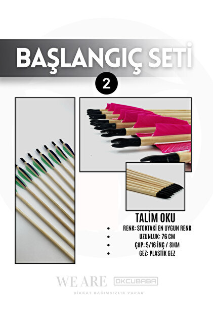 okcubaba Geleneksel Okçuluk Başlangıç Seti - Elif Yay (Kaplamalı