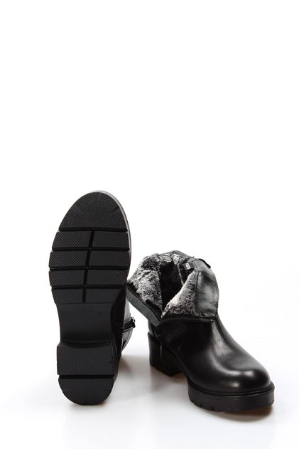 Genuine Leather Black Thermo Sole Zippered Classic Women's Boots Tg0990119261509