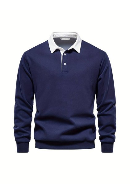 Ghassy Co. Erkek Retro Renk Bloklu Pamuklu Gömlek Yaka Sweatshirt