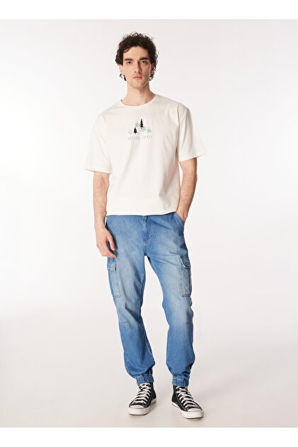 Lee Cooper JESUS LIGHT BLUE Normal Bel Jogger Erkek Denim Pantolon