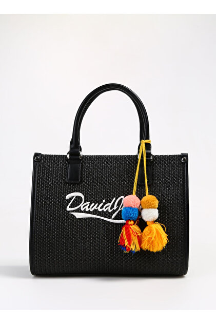 David Jones Siyah Kadın Hasır 23x30x13 cm Omuz Çantası CM6674