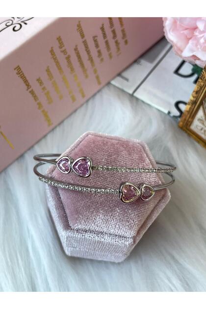 Pink Zircon Stone Vip Steel Bracelet Gema Butterfly Heart Bow Star Figured Bracelet Gift