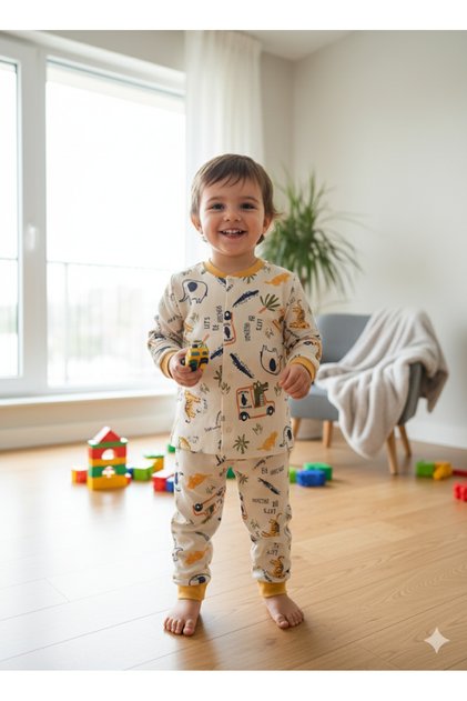 Girl-Boy Baby-Child Pajama Set 100% Cotton Long Sleeve Front Snap Fastener Seasonal