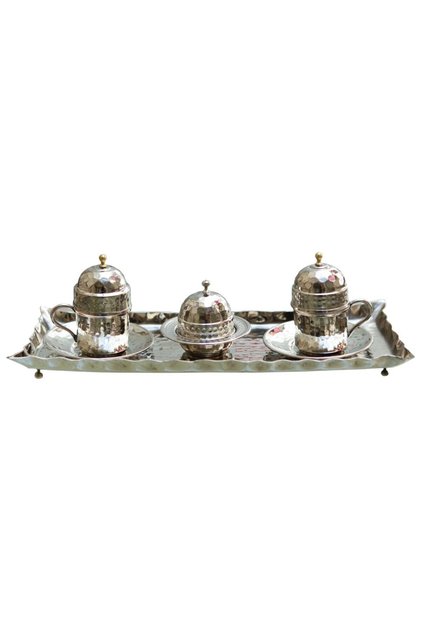 Copper silver plated coffee cup set for 2 people