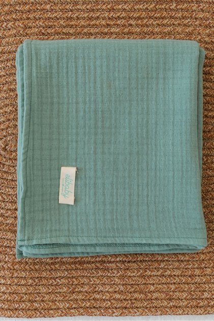 100% Organic Cotton Extra Soft 4 Layer Muslin Blanket Green (85X100 CM)