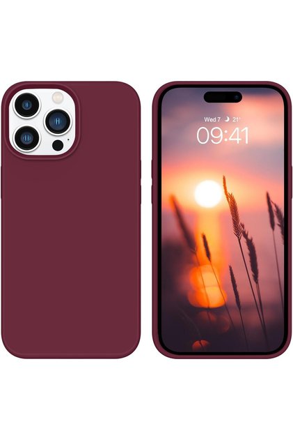 iPhone 15 Pro Max Uyumlu Kılıf İçi Kadife Kamera Yükseltili Lansman Silikon Kapak Bordo