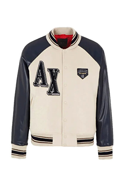 Armani Exchange Wool College Collar Regular Fit Bomber Jacket