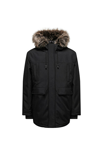 Only & Sons Koyu Yeşil Erkek Mont ONSDREW FUR PARKA OTW - Fiyatı