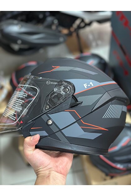 JK20 MOTOSİKLET ŞEFFAF VİZÖRLÜ YARIM KASK / GÜNEŞ GÖZLÜKLÜ F1