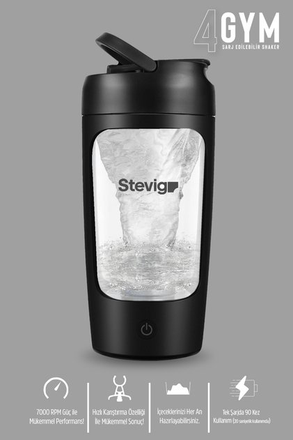 4 Gym Şarj Edilebilir Elektrikli Protein Shaker 650 Ml Black ST-225
