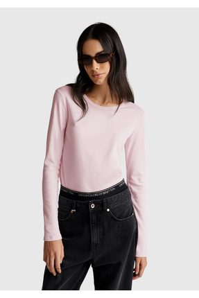 UNITED COLORS OF BENETTON レディース　Tシャツ　46 United Colors of Benetton Benetton Basic Bisiklet Yaka Uzun Kollu