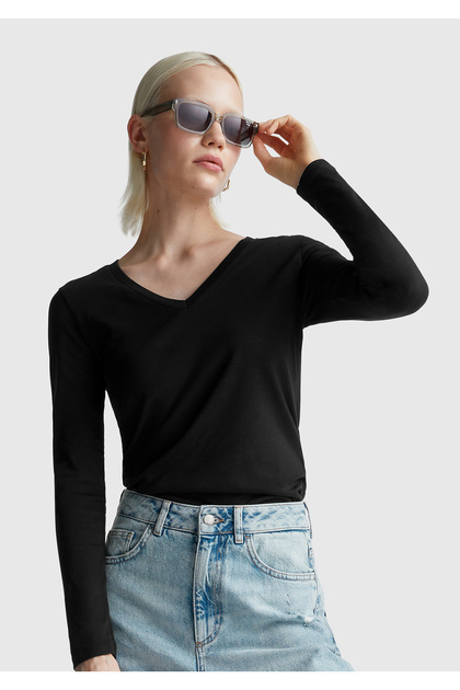 UNITED COLORS OF BENETTON レディース　Tシャツ　46 United Colors of Benetton Benetton Basic Bisiklet Yaka Uzun Kollu