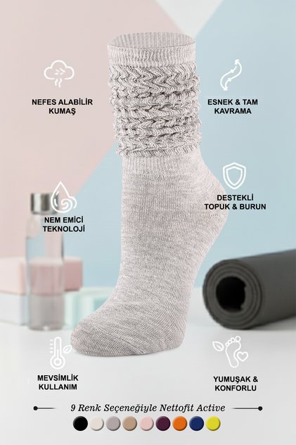 Single Women's Seasonal Gray Yoga Fitness Plates Sports and Aerobics Boot Socks