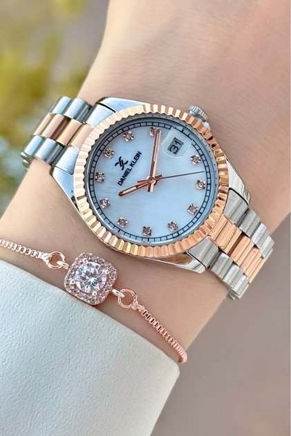 Bronz Metalik Renk 2 Yıl Garantili 33 Mm Kadın Kol Saati ve Bileklik