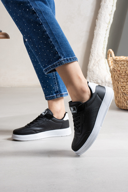 Black White Unisex Lace-Up Sports Shoes School Sneaker Women Men Child Large Size 158Nav
