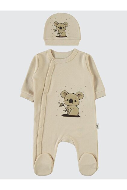 Civil Baby Koala Empirme Baskılı Zıbın Takımları - Kahverengi 0-1